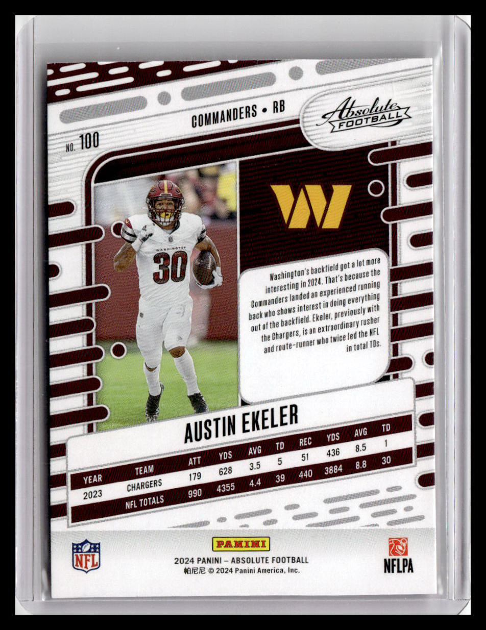 2024 Panini Absolute #100 Austin Ekeler Red & Blue Foil