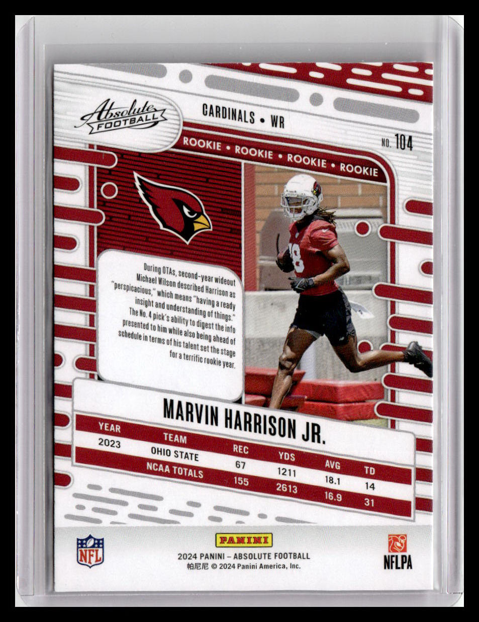 2024 Panini Absolute #104 Marvin Harrison Jr.(RC)