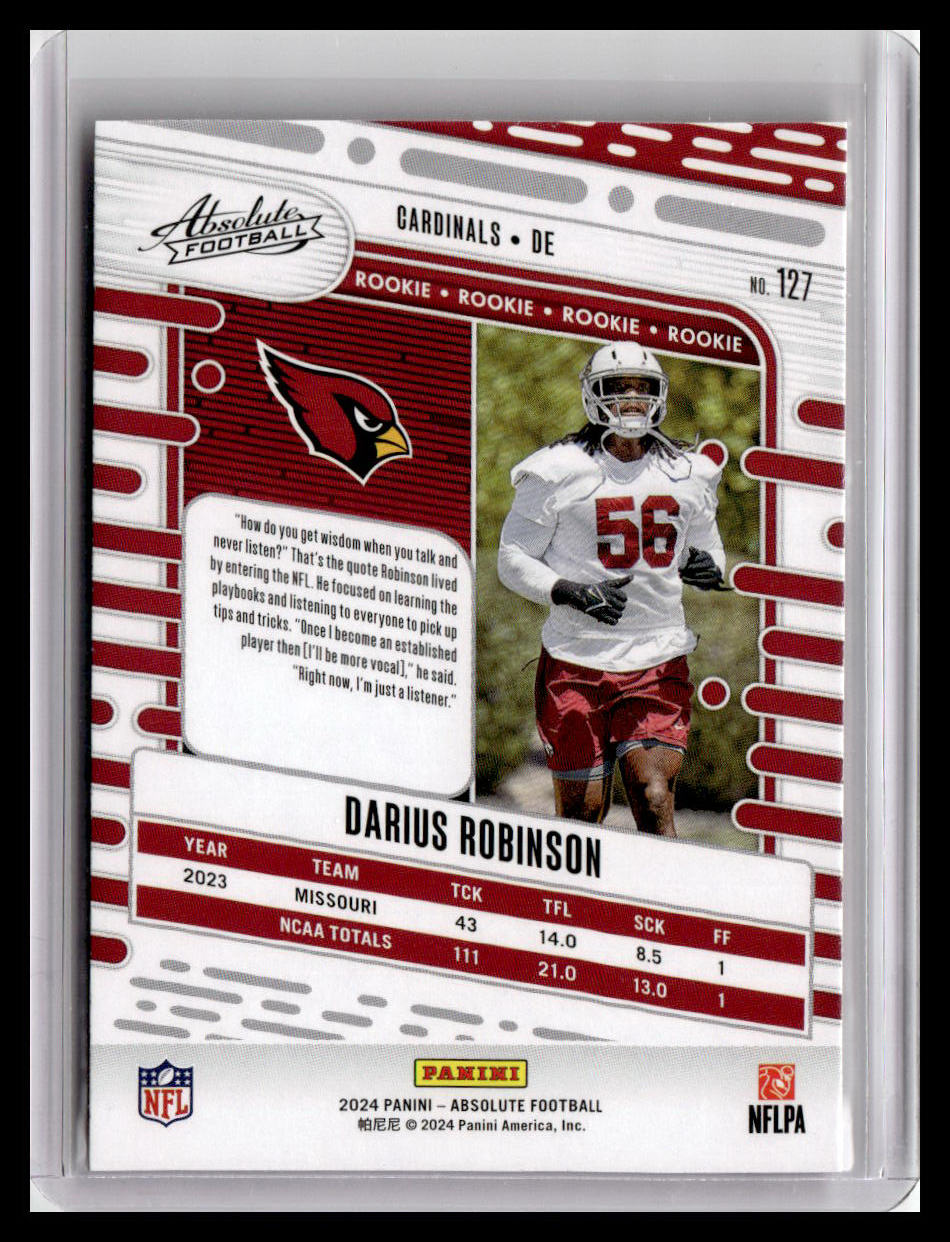 2024 Panini Absolute #127 Darius Robinson (RC)
