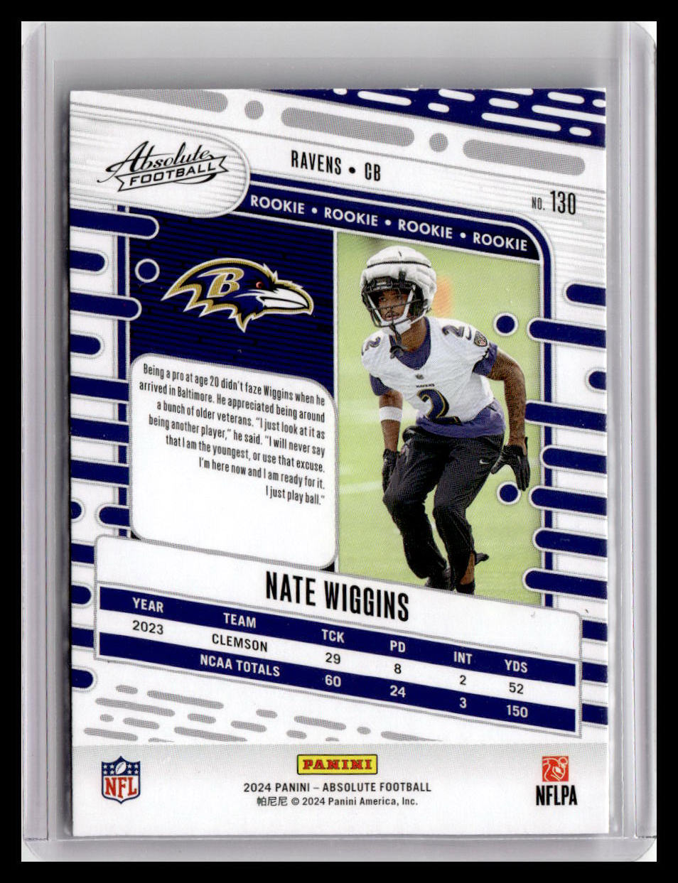 2024 Panini Absolute #130 Nate Wiggins (RC)