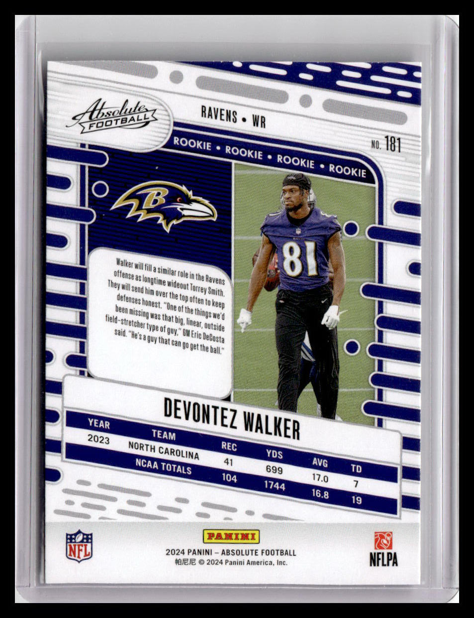 2024 Panini Absolute #181 Devontez WalkerRC) Green