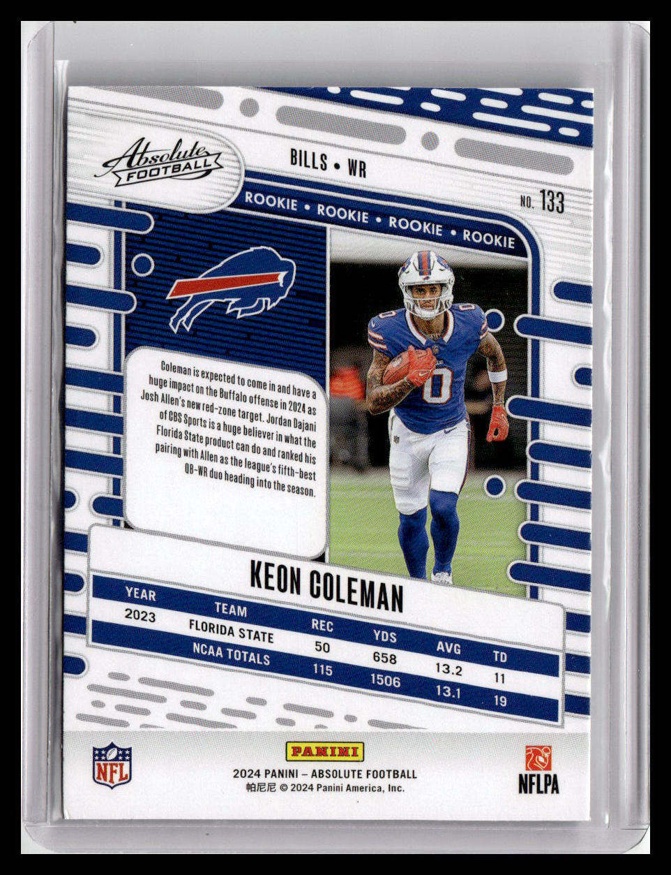 2024 Panini Absolute #133 Keon Coleman (RC)
