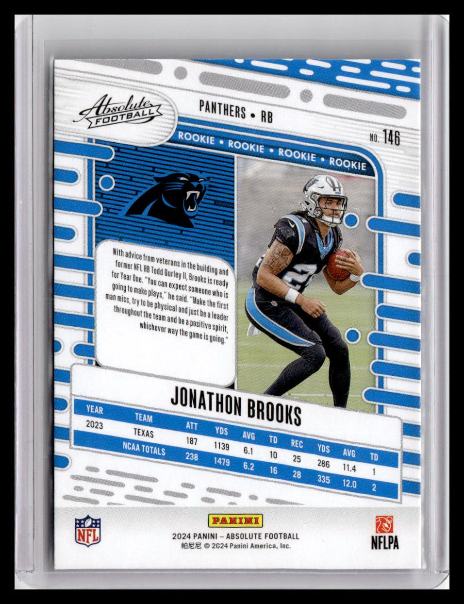 2024 Panini Absolute #146 Jonathon Brooks (RC)