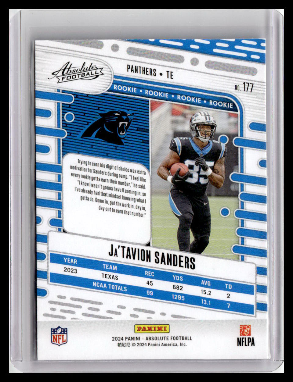 2024 Panini Absolute #177 Ja'Tavion Sanders (RC)