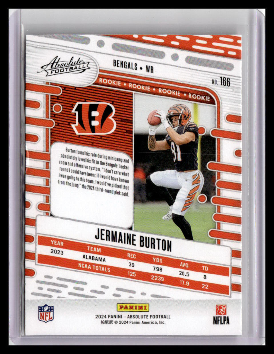 2024 Panini Absolute #166 Jermaine Burton (RC)