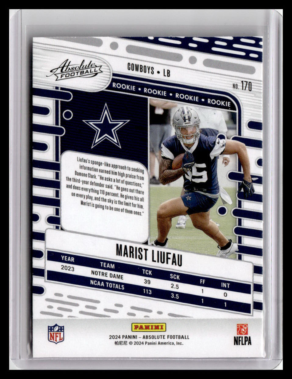 2024 Panini Absolute #170 Marist Liufau Red & Blue Foil