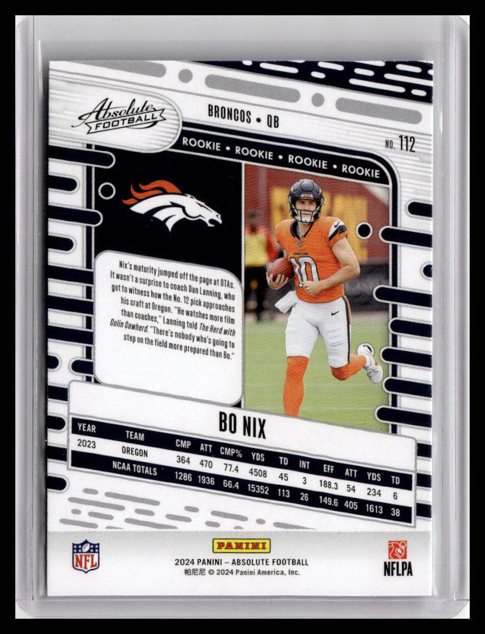 2024 Panini Absolute #112 Bo Nix (RC)