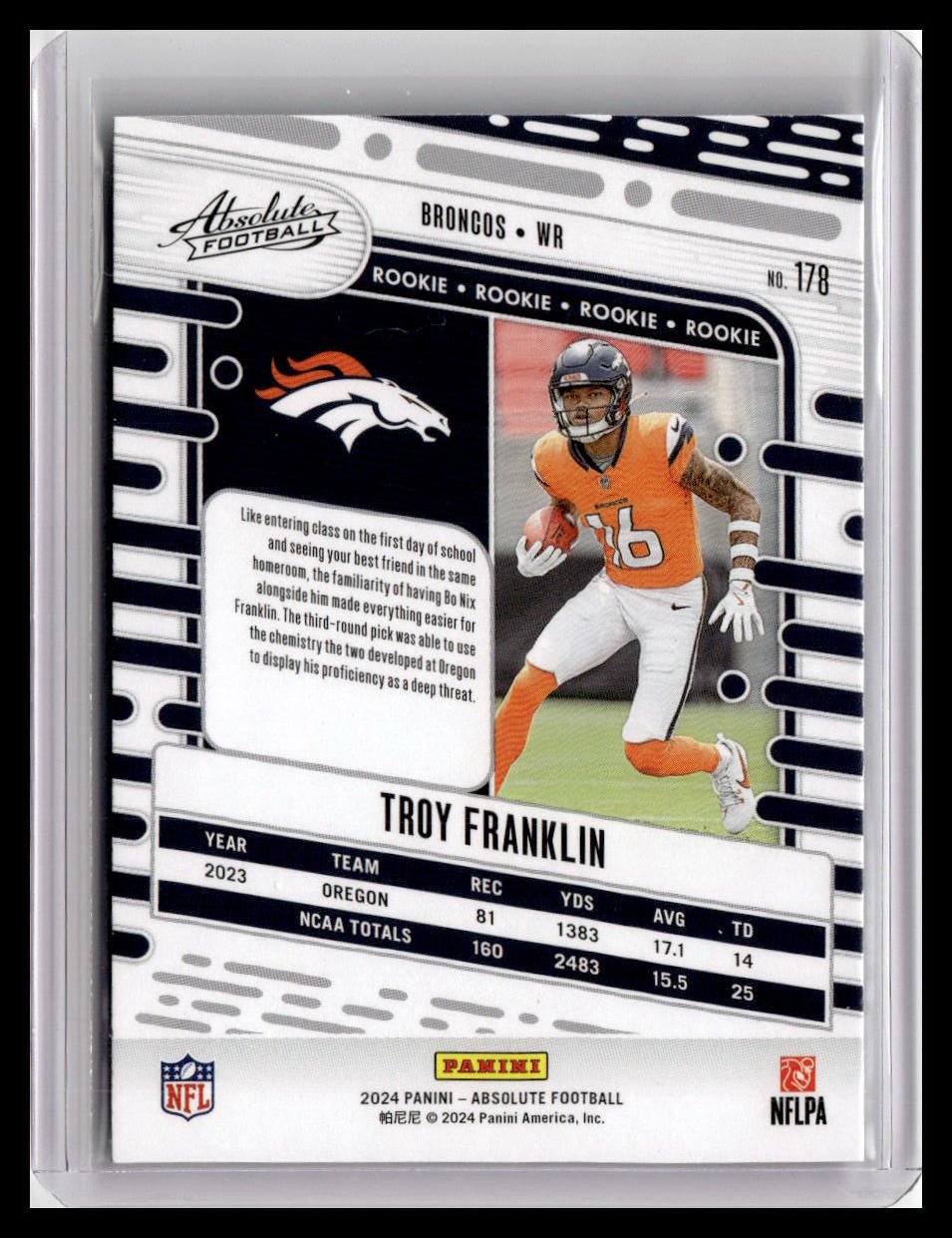 2024 Panini Absolute #178 Troy Franklin (RC)