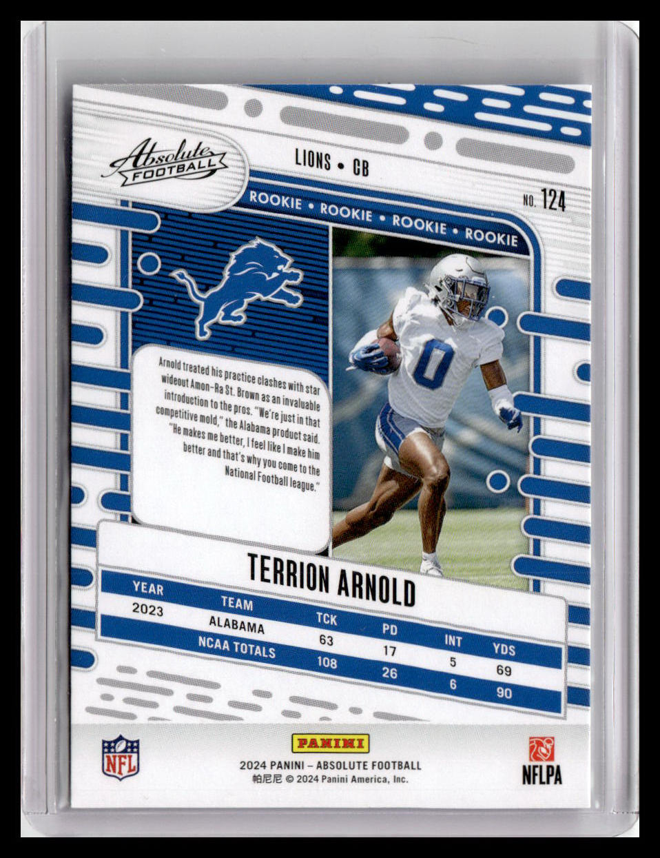 2024 Panini Absolute #124 Terrion Arnold (RC)