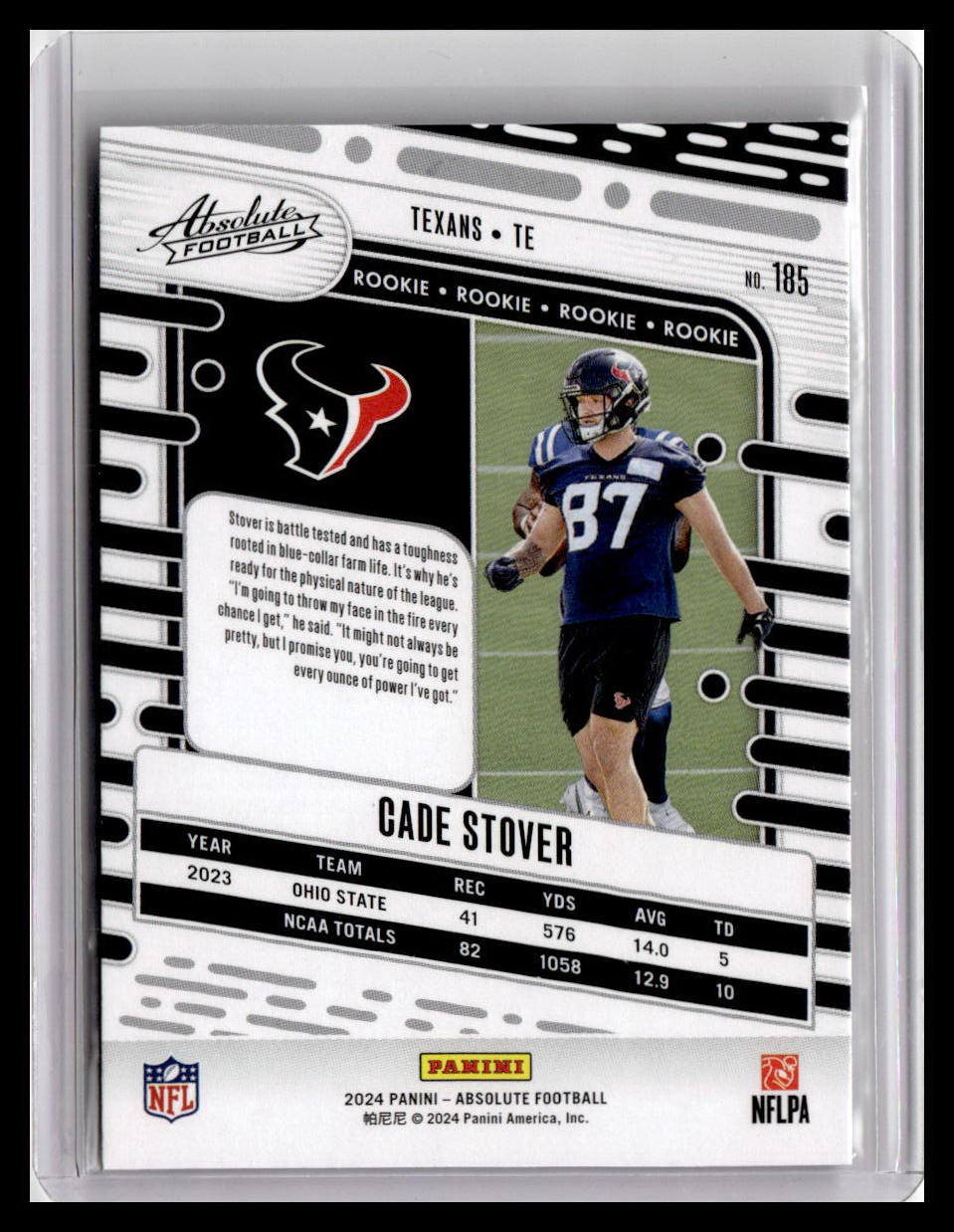 2024 Panini Absolute #185 Cade Stover (RC)