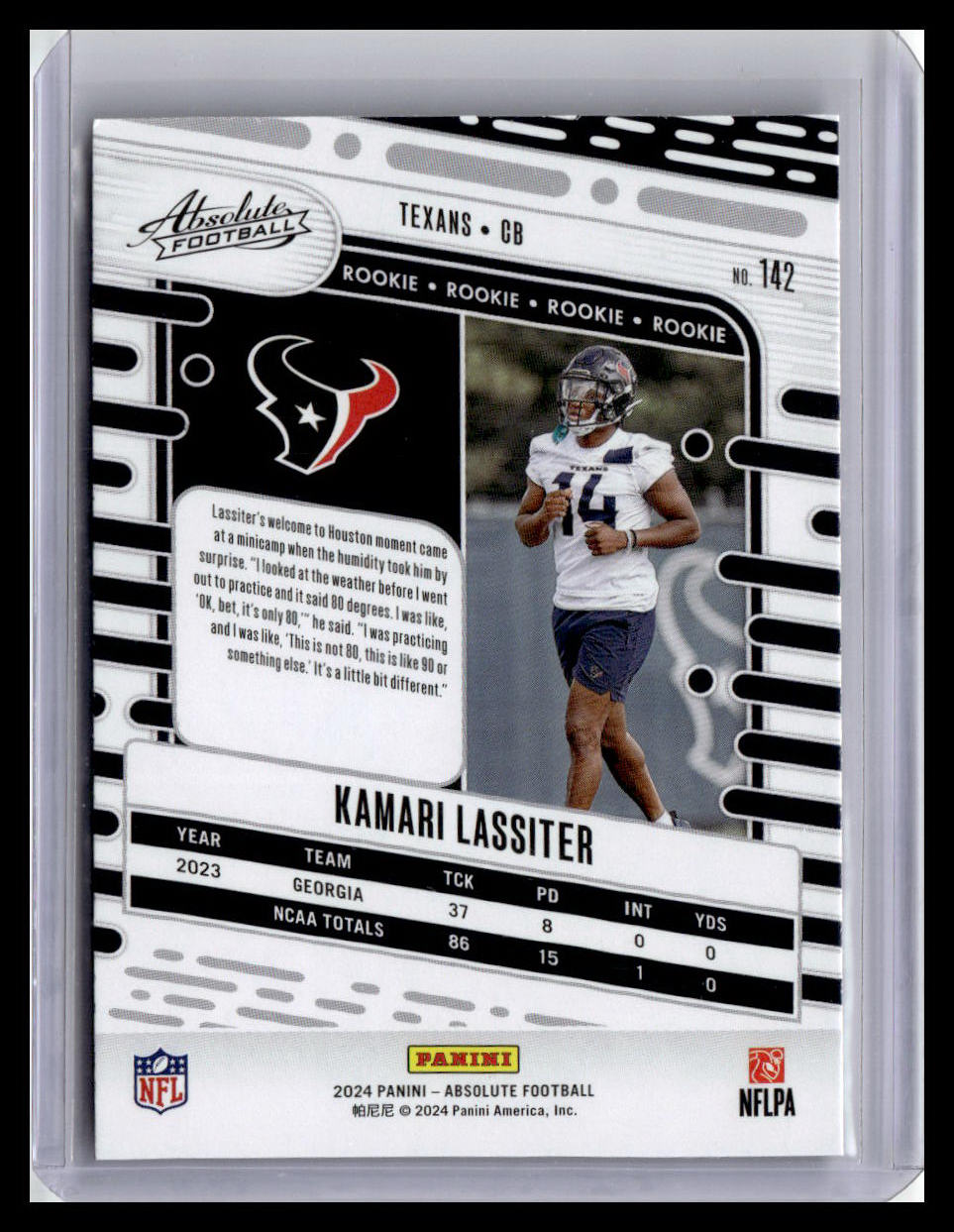 2024 Panini Absolute #142 Kamari Lassiter (RC) Red & Blue Foil