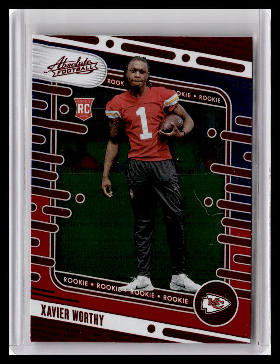 2024 Panini Absolute #128 Xavier Worthy (RC) Red & Blue Foil