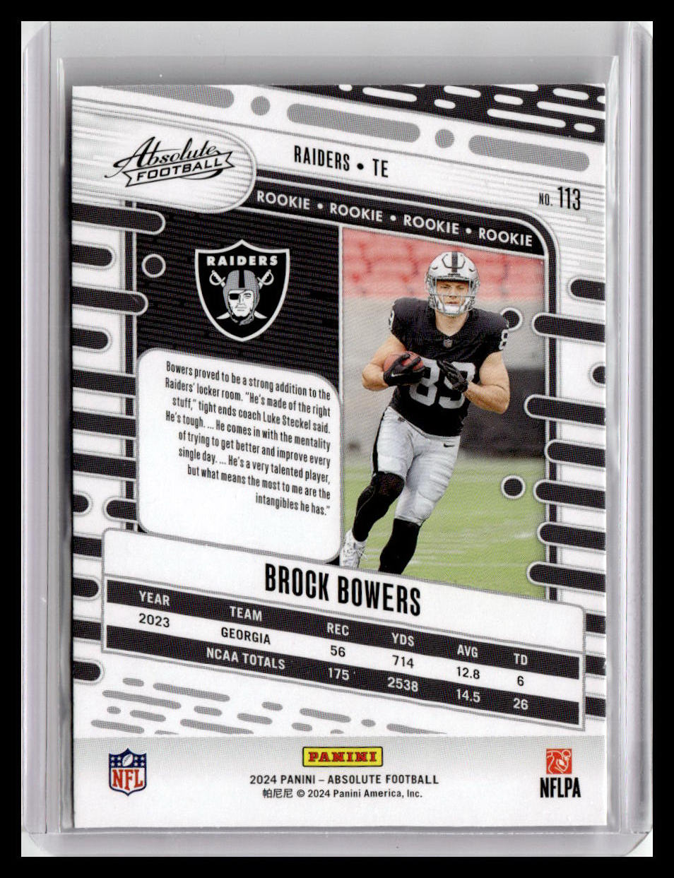 2024 Panini Absolute #113 Brock Bowers (RC)