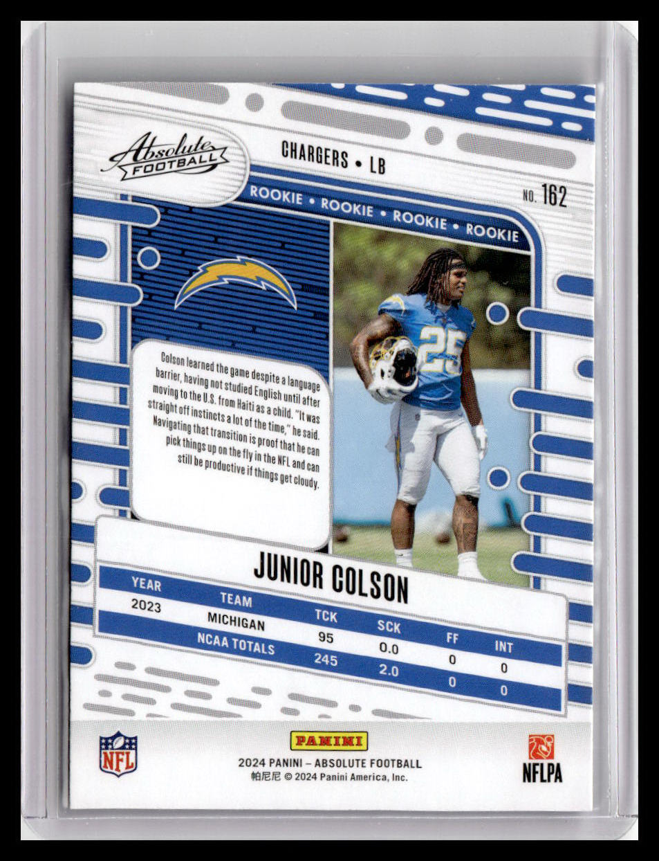 2024 Panini Absolute #162 Junior Colson (RC)