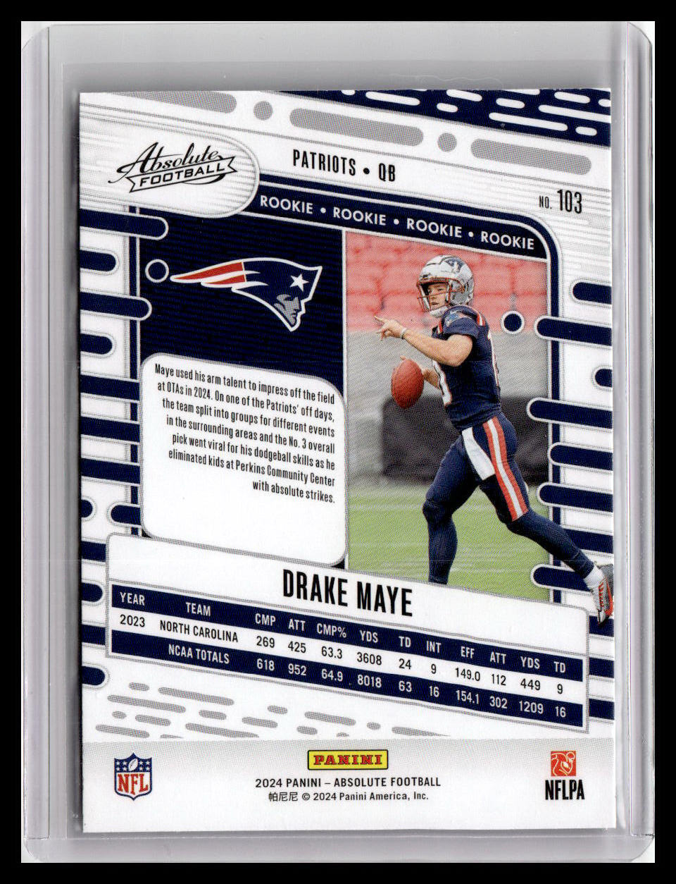 2024 Panini Absolute #103 Drake Maye (RC)