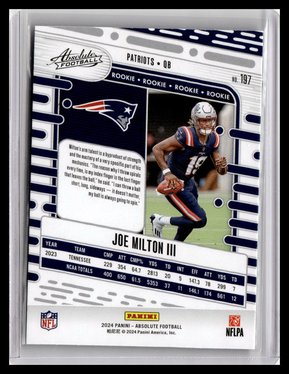 2024 Panini Absolute #197 Joe Milton III (RC)