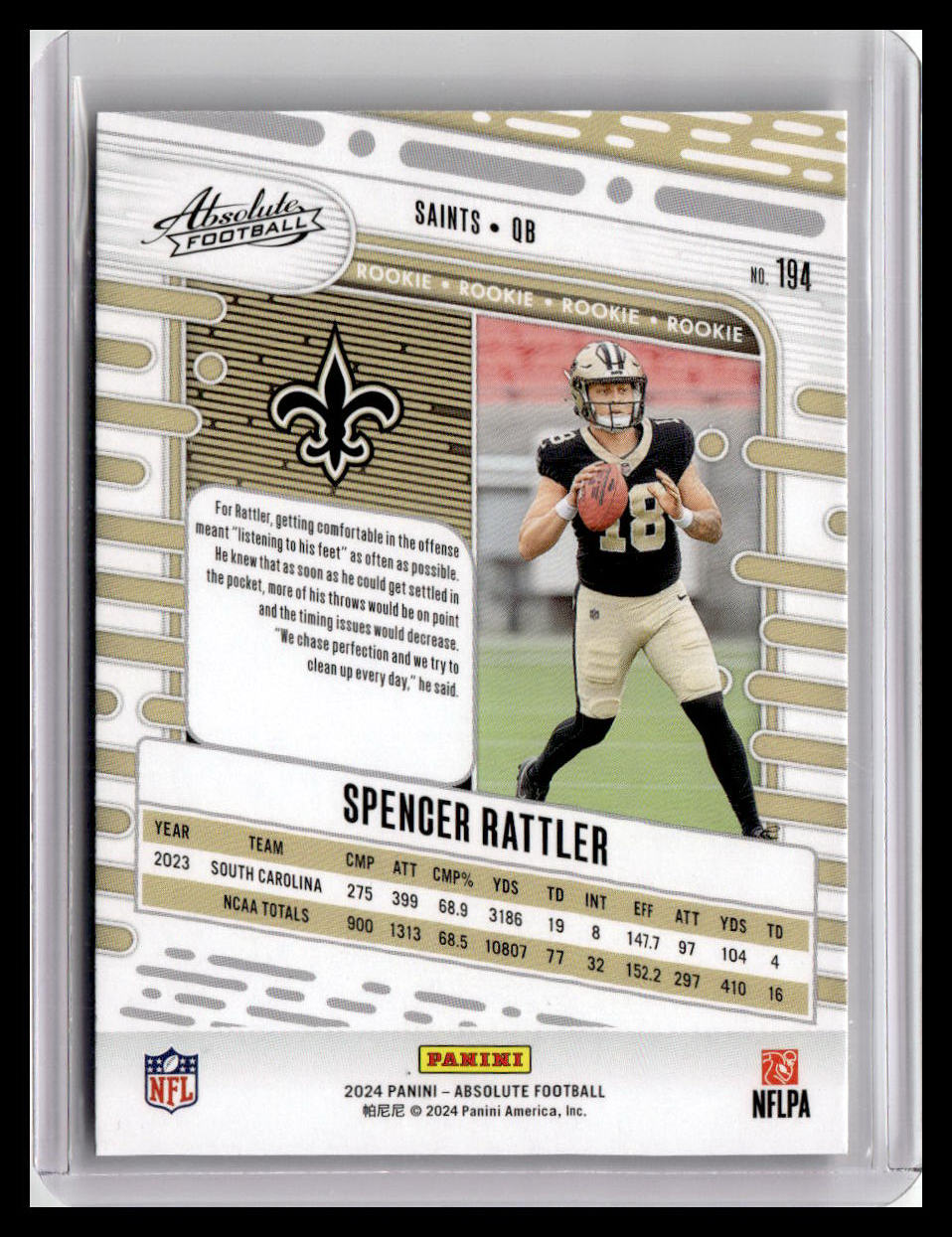 2024 Panini Absolute #194 Spencer Rattler (RC)