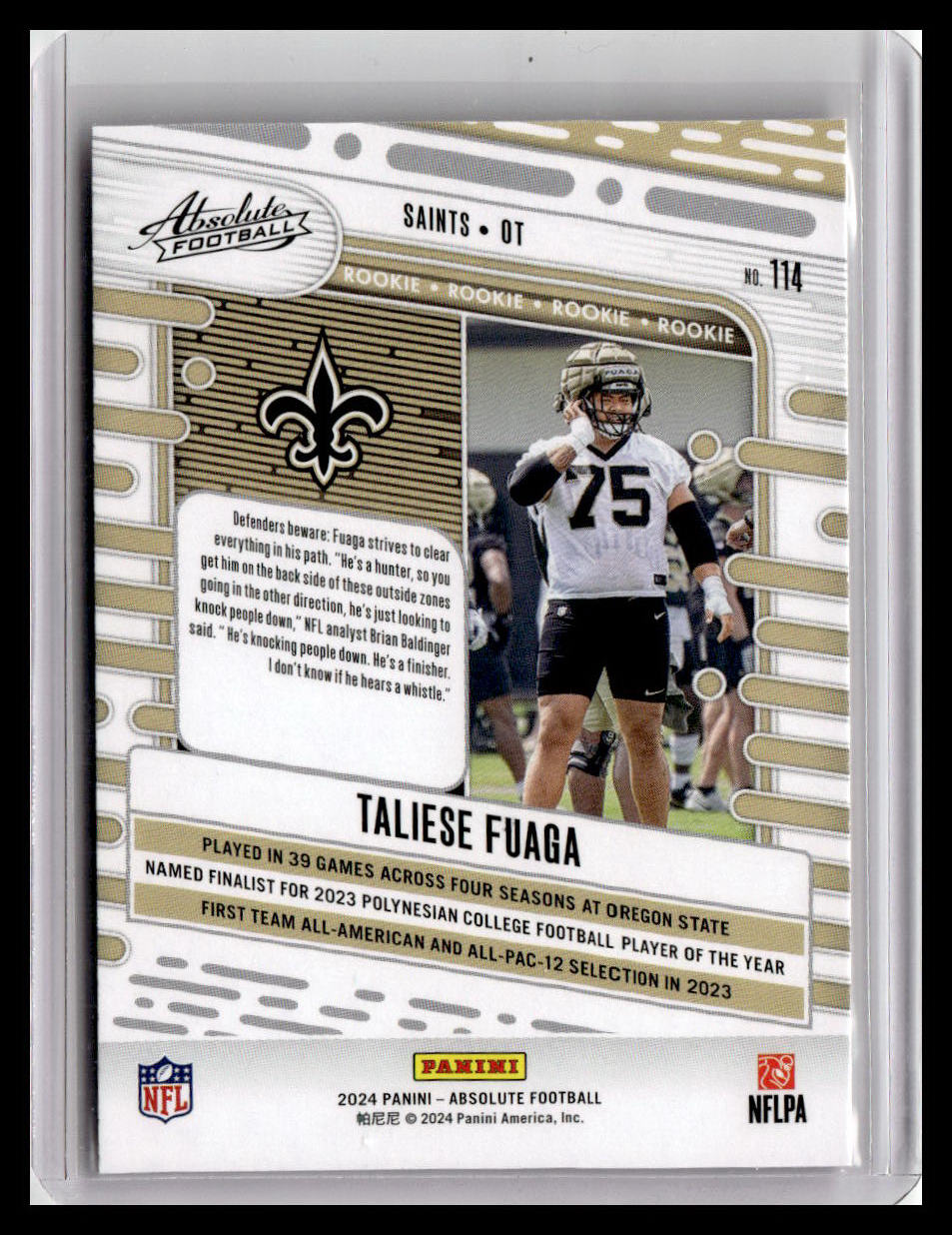 2024 Panini Absolute #114 Taliese Fuaga (RC) Red & Blue Foil