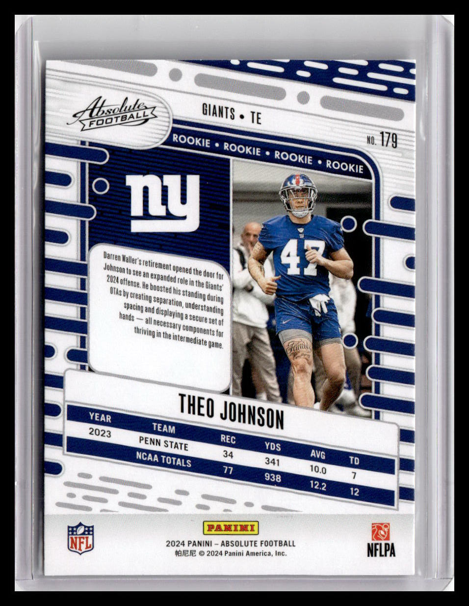 2024 Panini Absolute #179 Theo Johnson (RC)