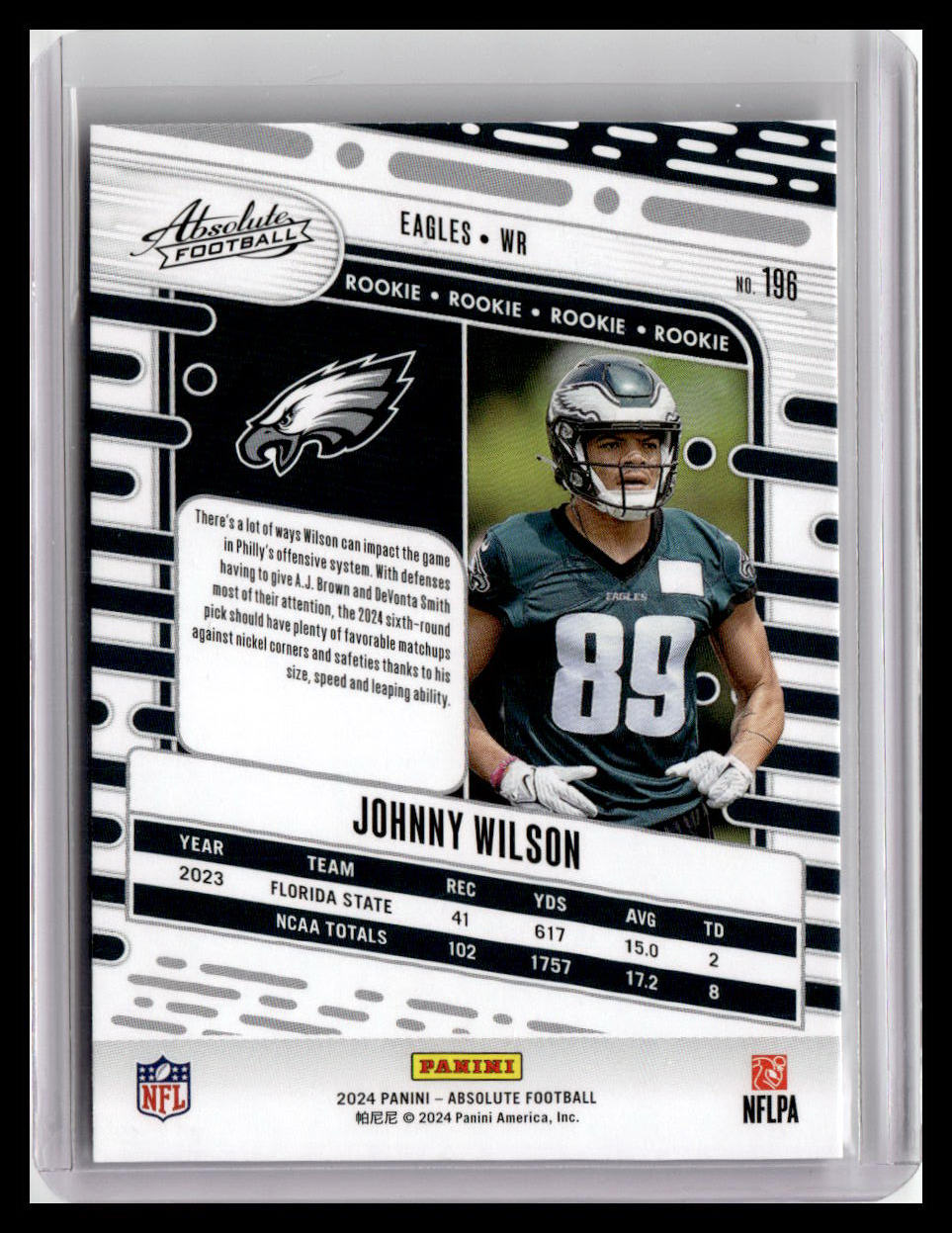 2024 Panini Absolute #196 Johnny Wilson (RC)