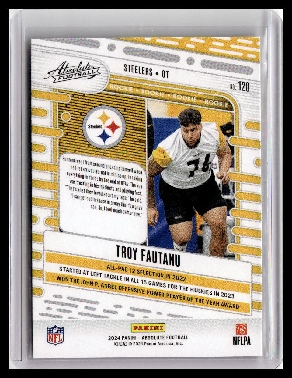2024 Panini Absolute #120 Troy Fautanu (RC) Red & Blue Foil