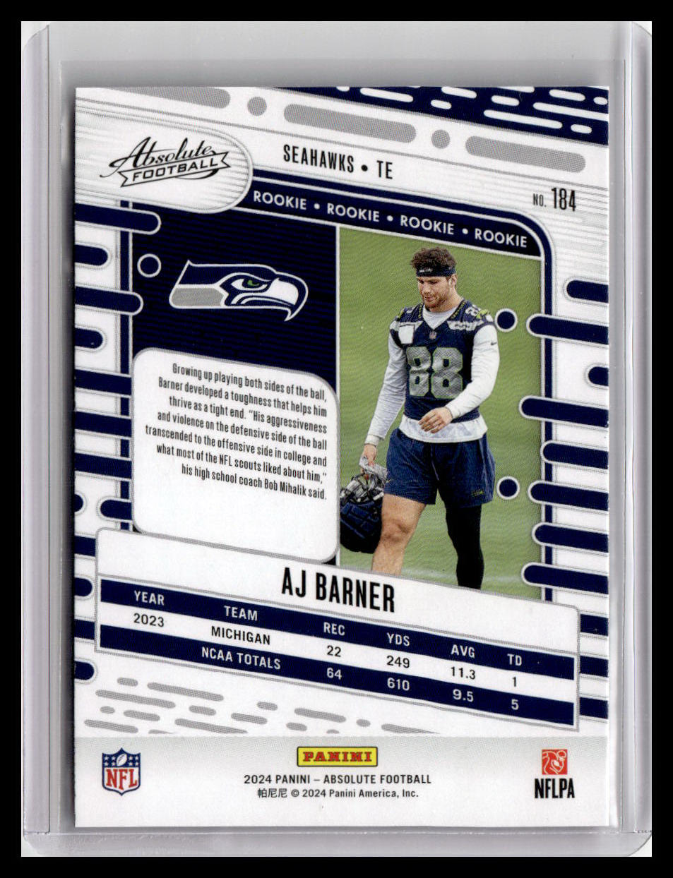 2024 Panini Absolute #184 AJ Barner (RC)