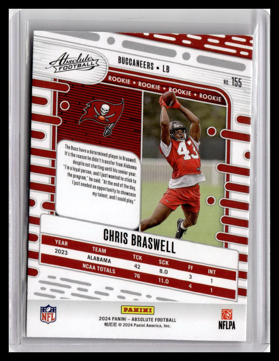 2024 Panini Absolute #155 Chris Braswell (RC)