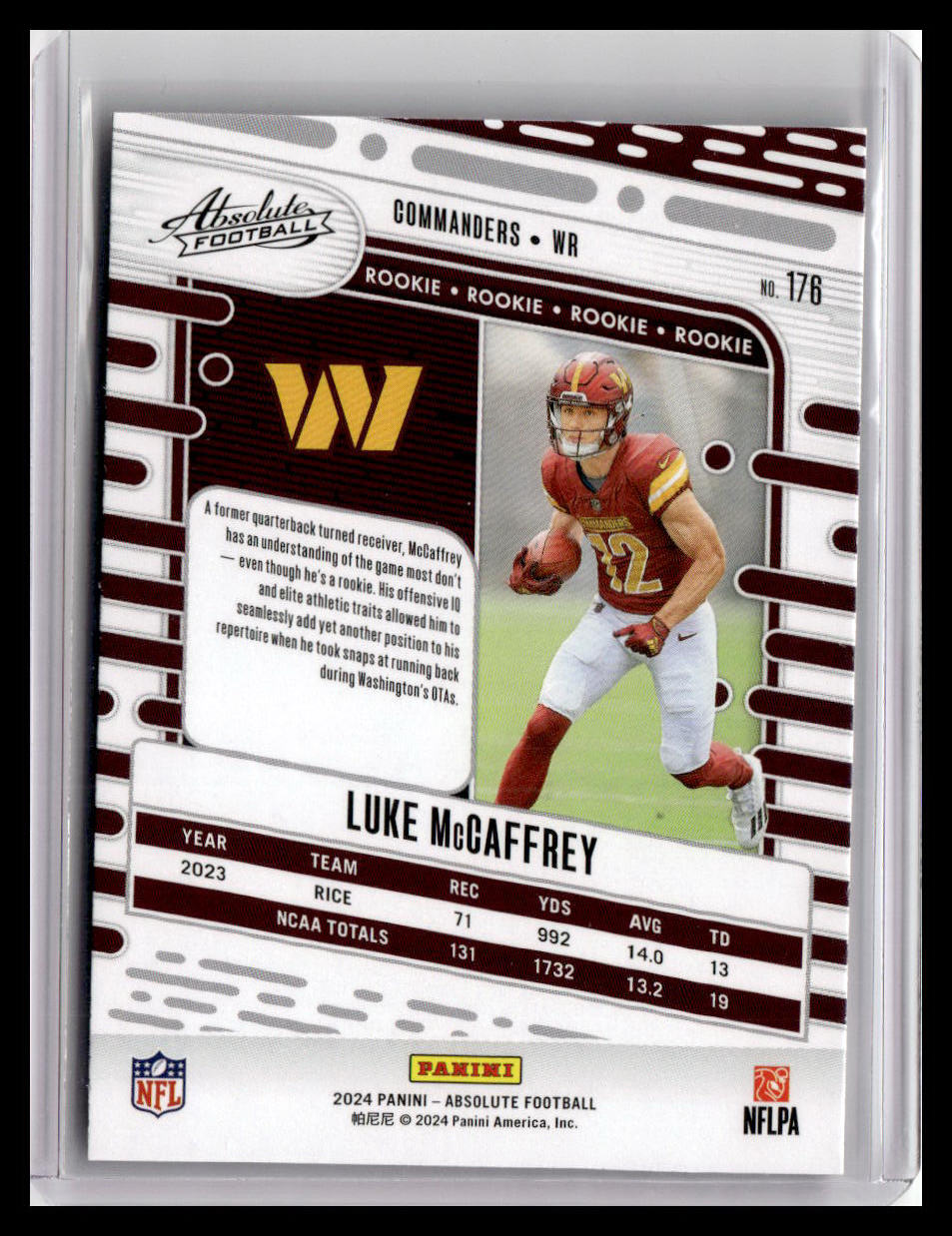 2024 Panini Absolute #176 Luke McCaffrey (RC)