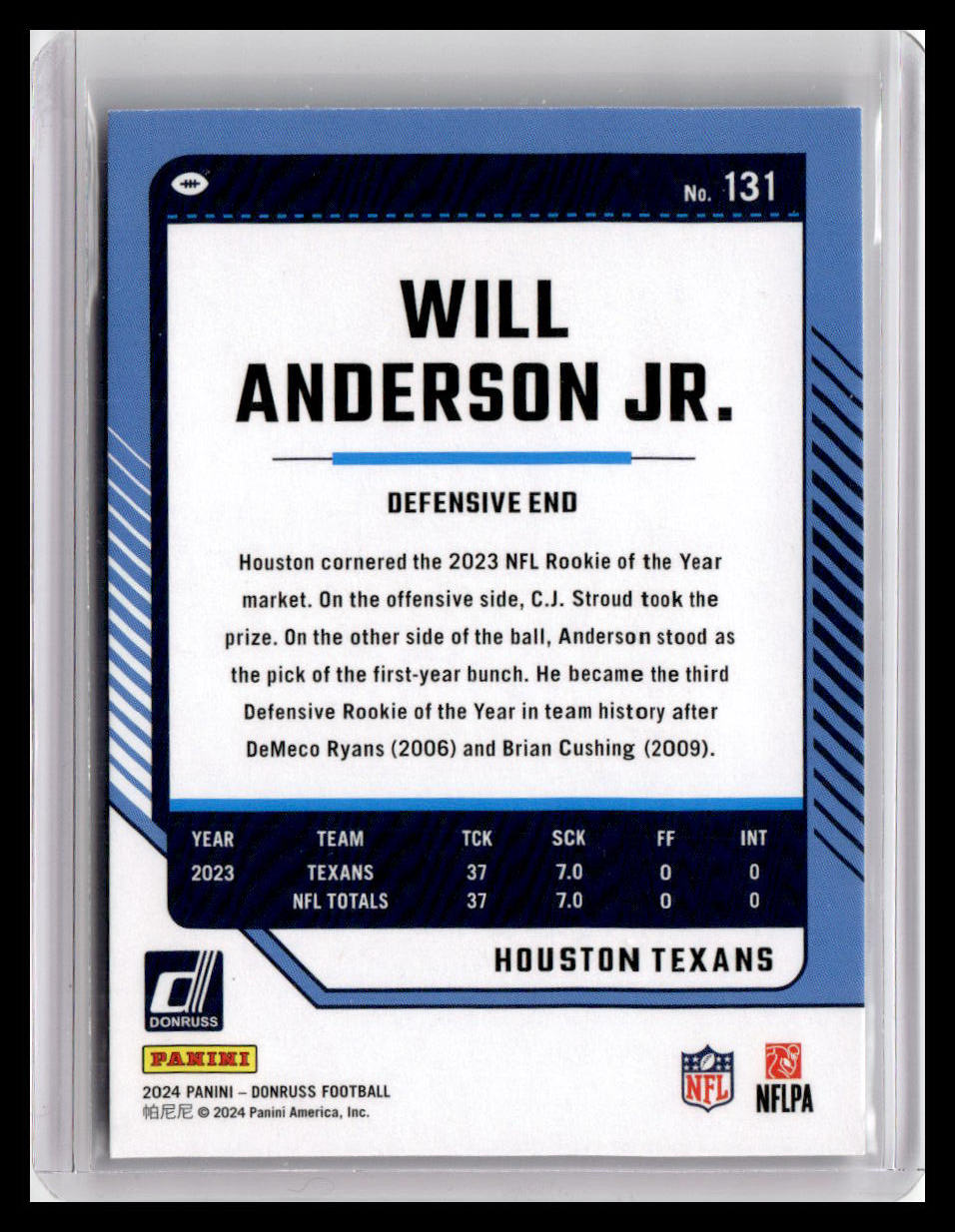 2024 Donruss #131 Will Anderson Jr.