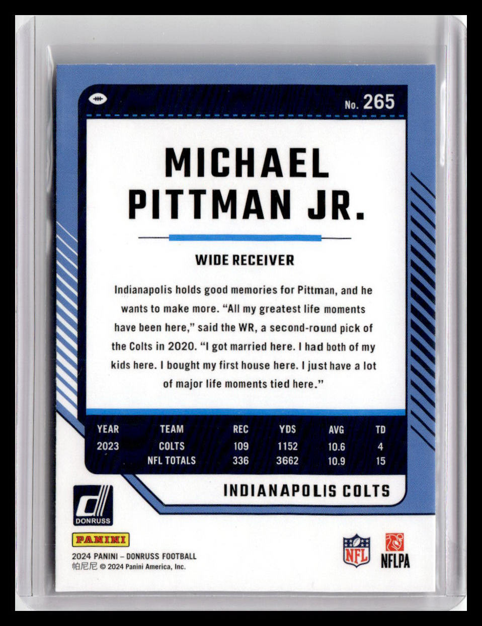 2024 Donruss #265 Michael Pittman Jr.