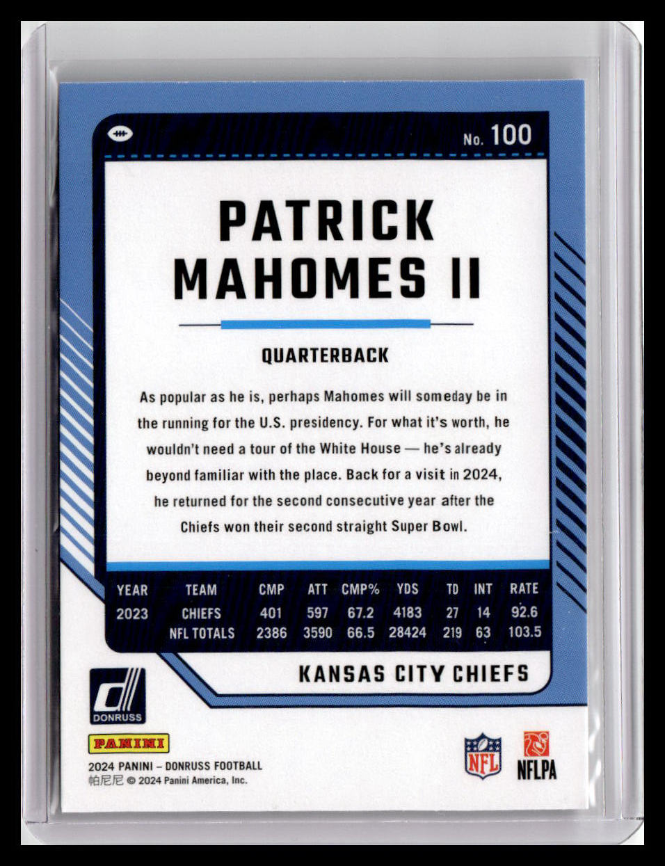 2024 Donruss #100 Patrick Mahomes II