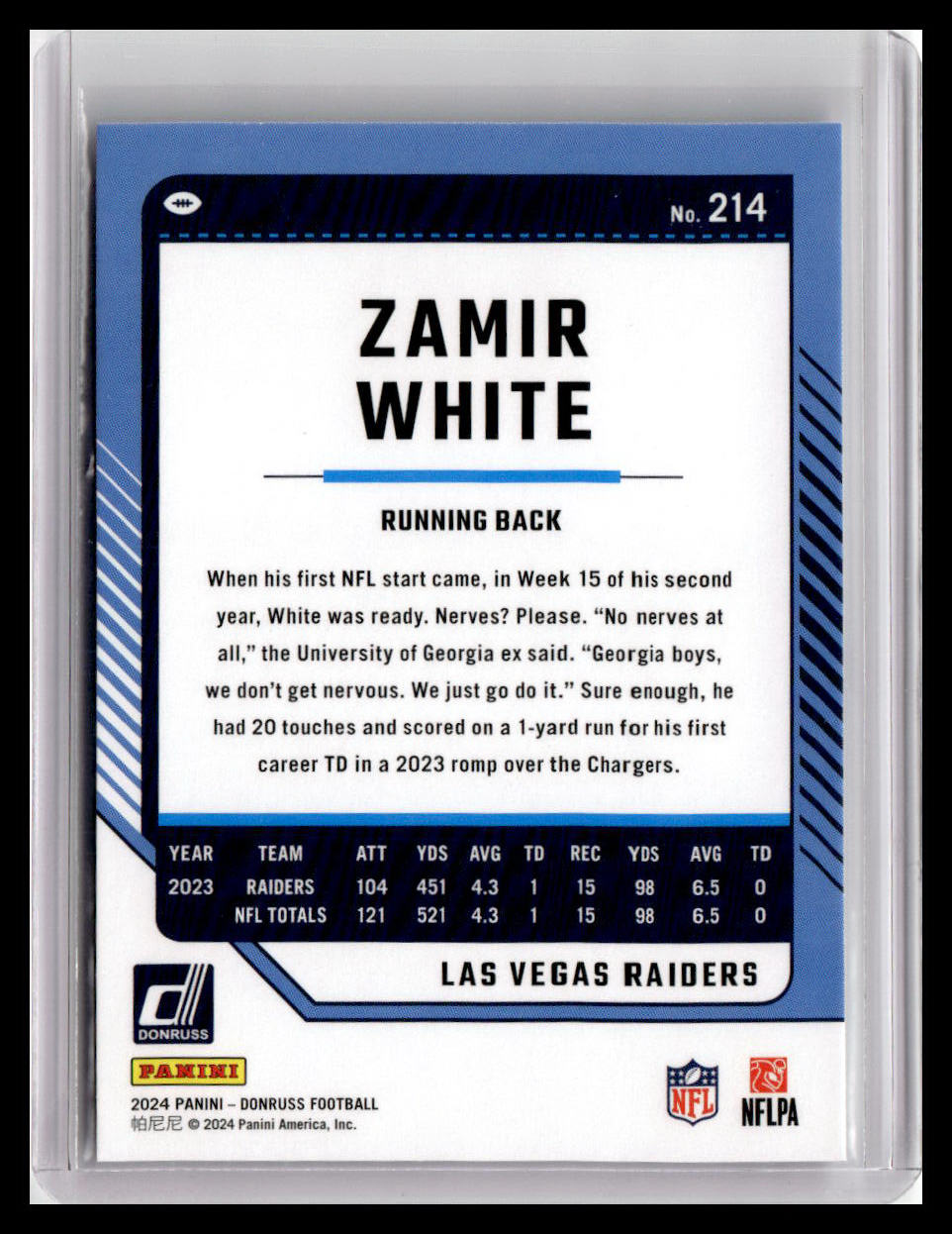 2024 Donruss #214 Zamir White