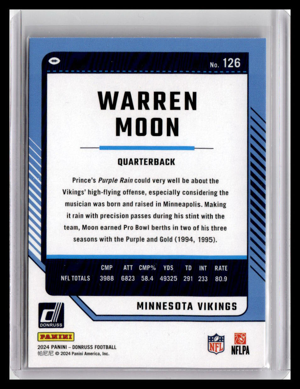 2024 Donruss #126 Warren Moon Press Proof Purple