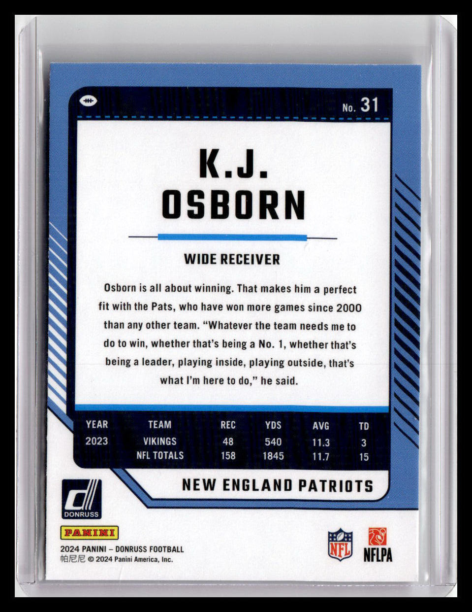2024 Donruss #31 K.J. Osborn