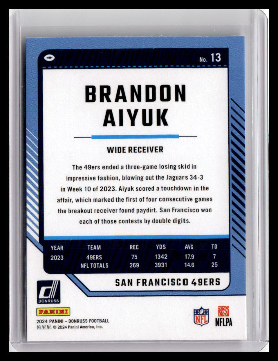 2024 Donruss #13 Brandon Aiyuk