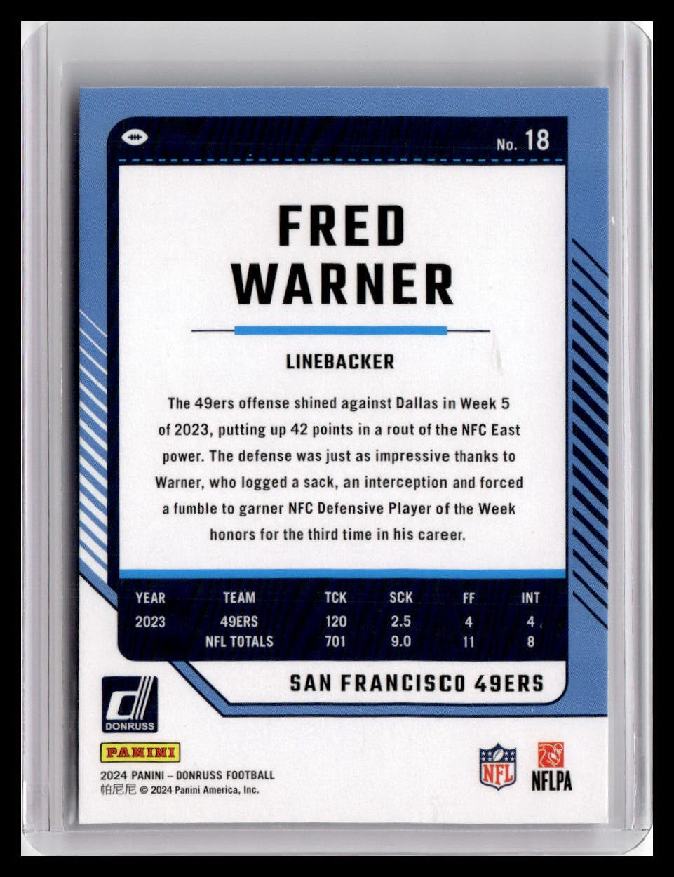 2024 Donruss #18 Fred Warner