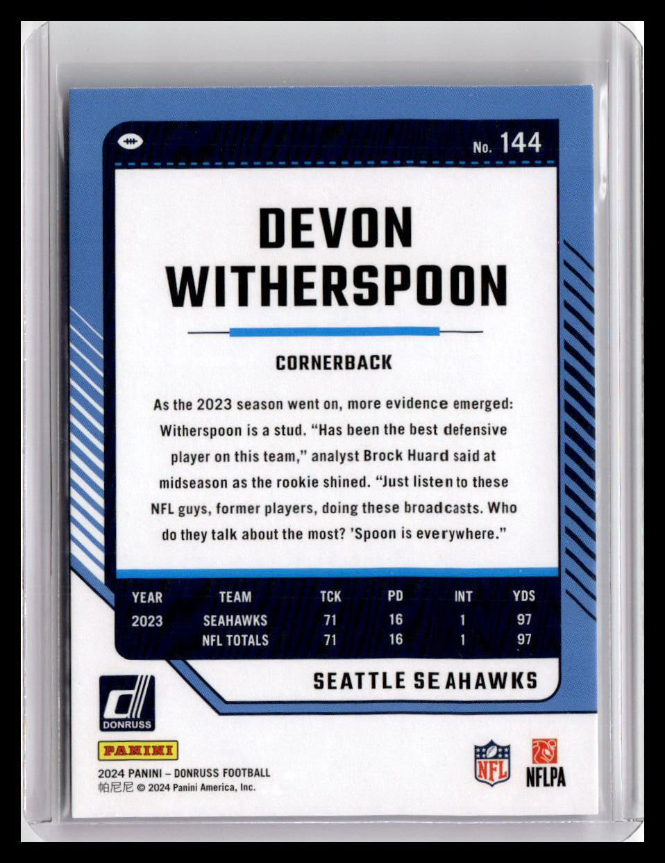 2024 Donruss #144 Devon Witherspoon