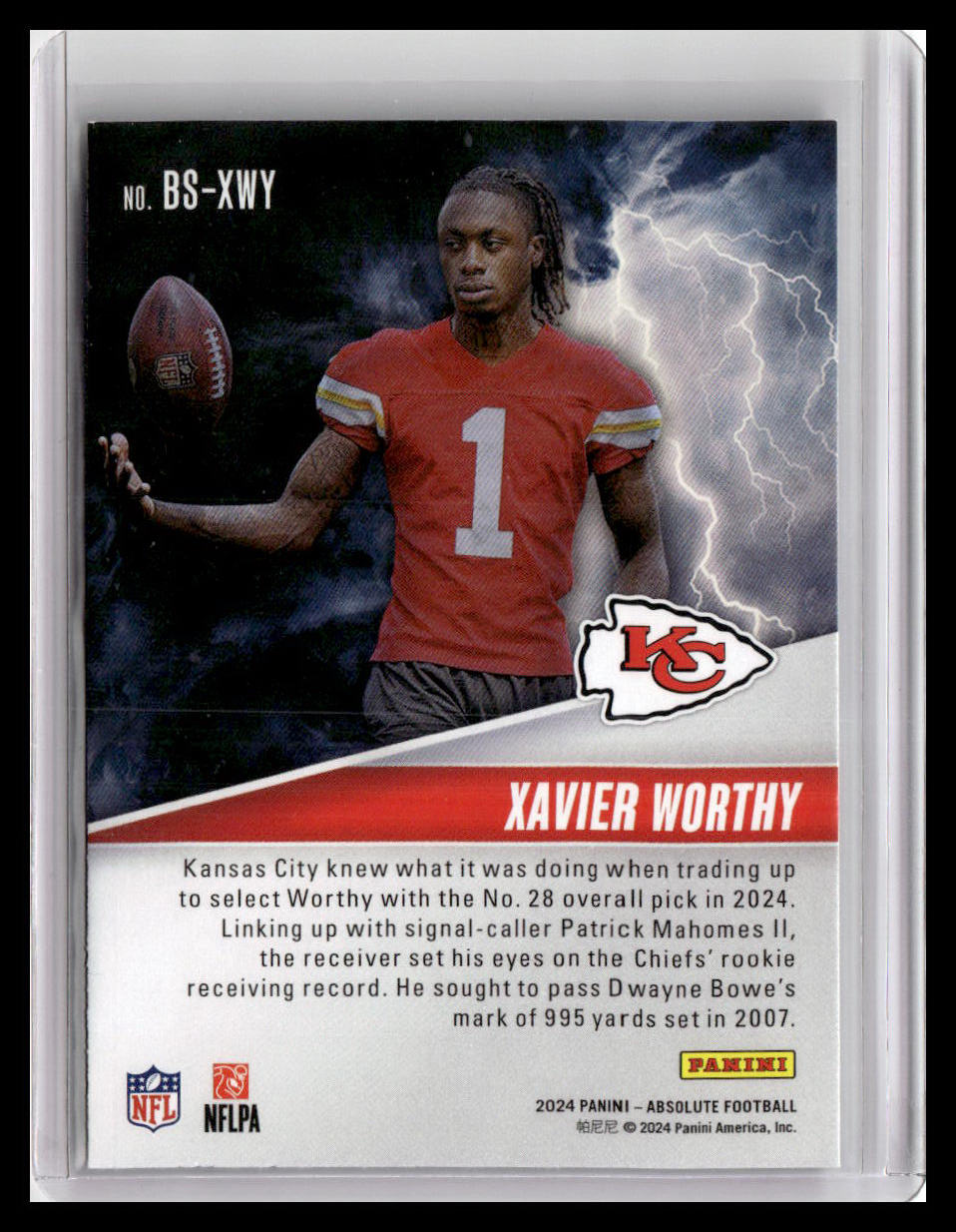 2024 Panini Absolute #BS-XWY Xavier Worthy By Storm