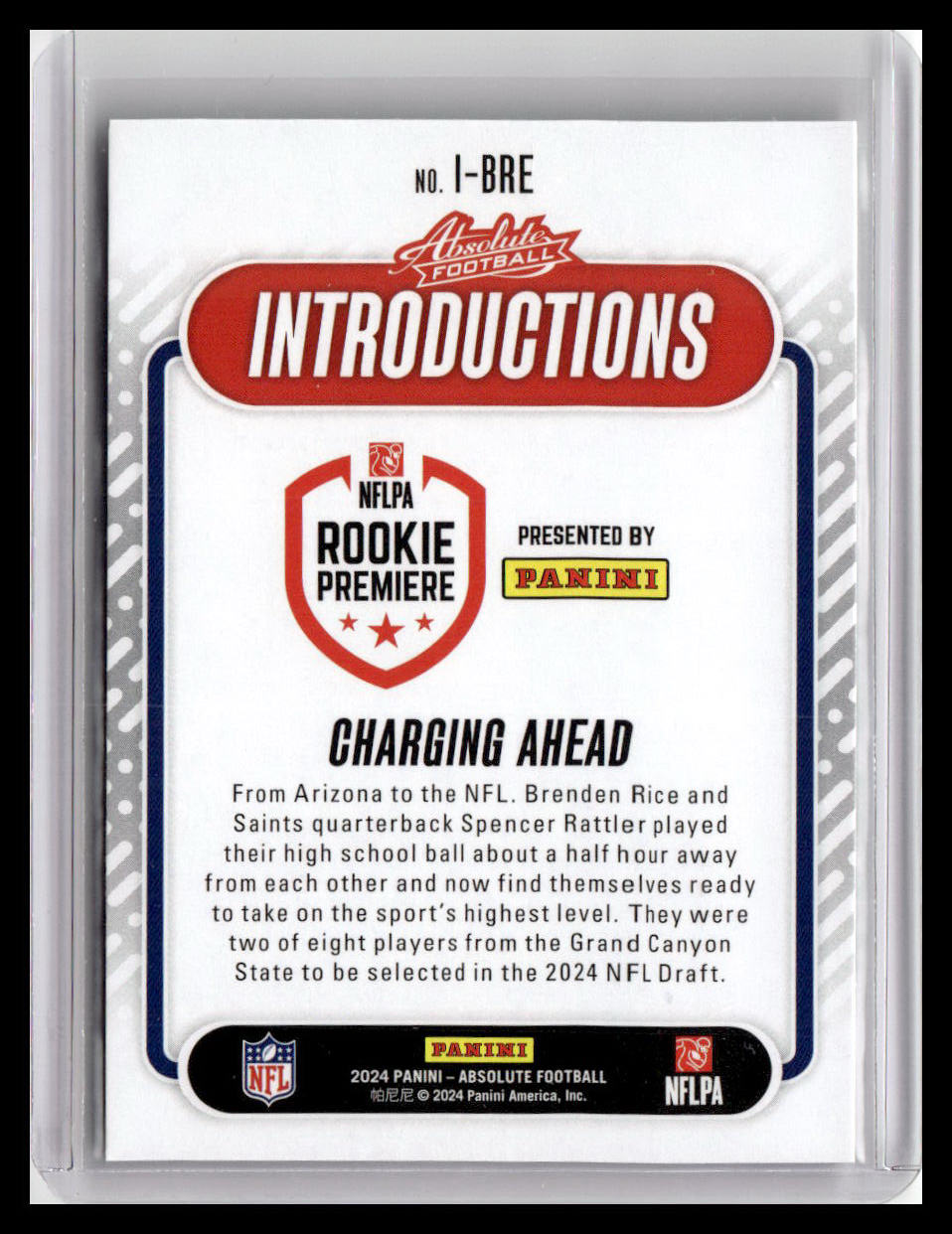 2024 Panini Absolute #I-BRE Brenden Rice Introductions