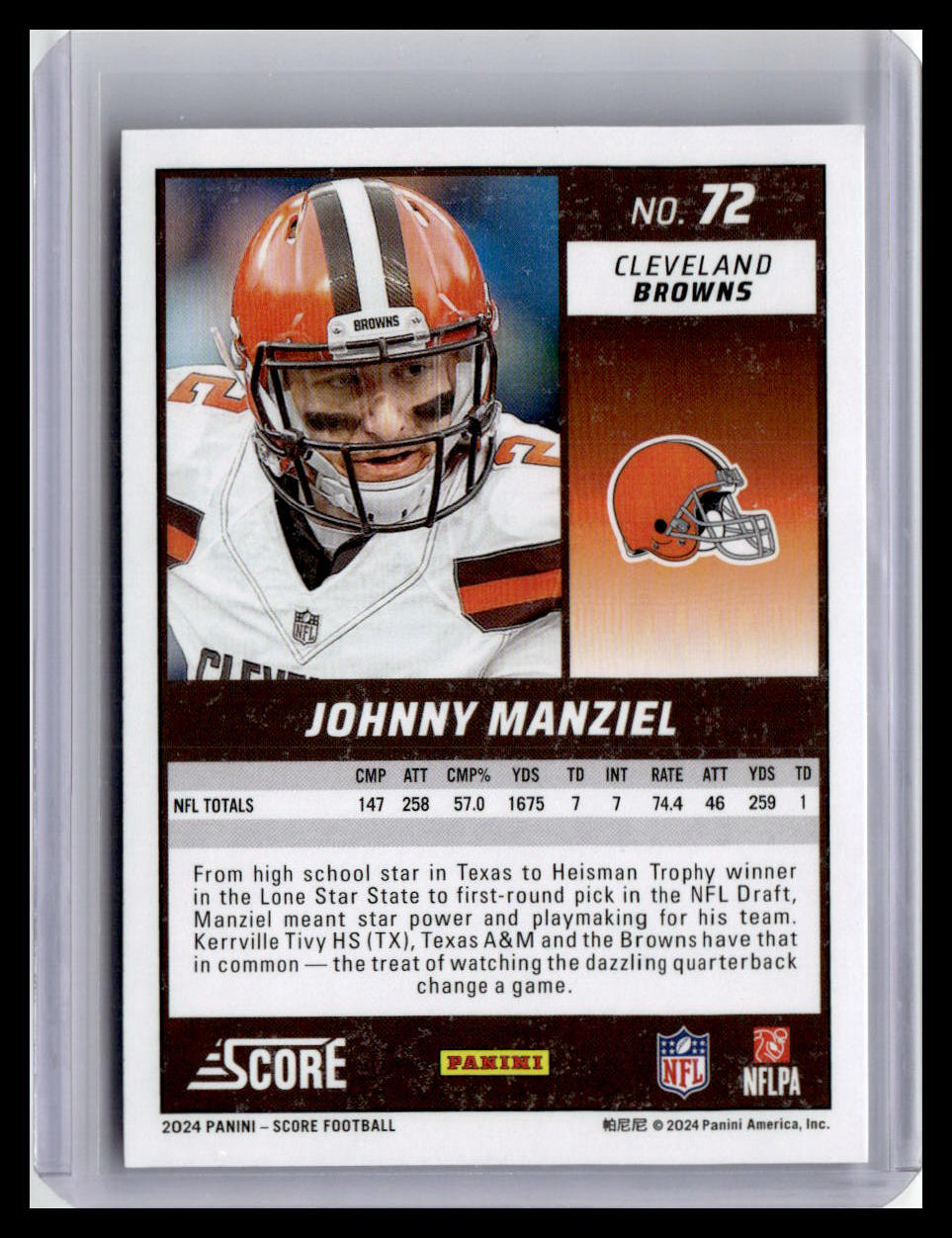 2024 Score #72 Johnny Manziel