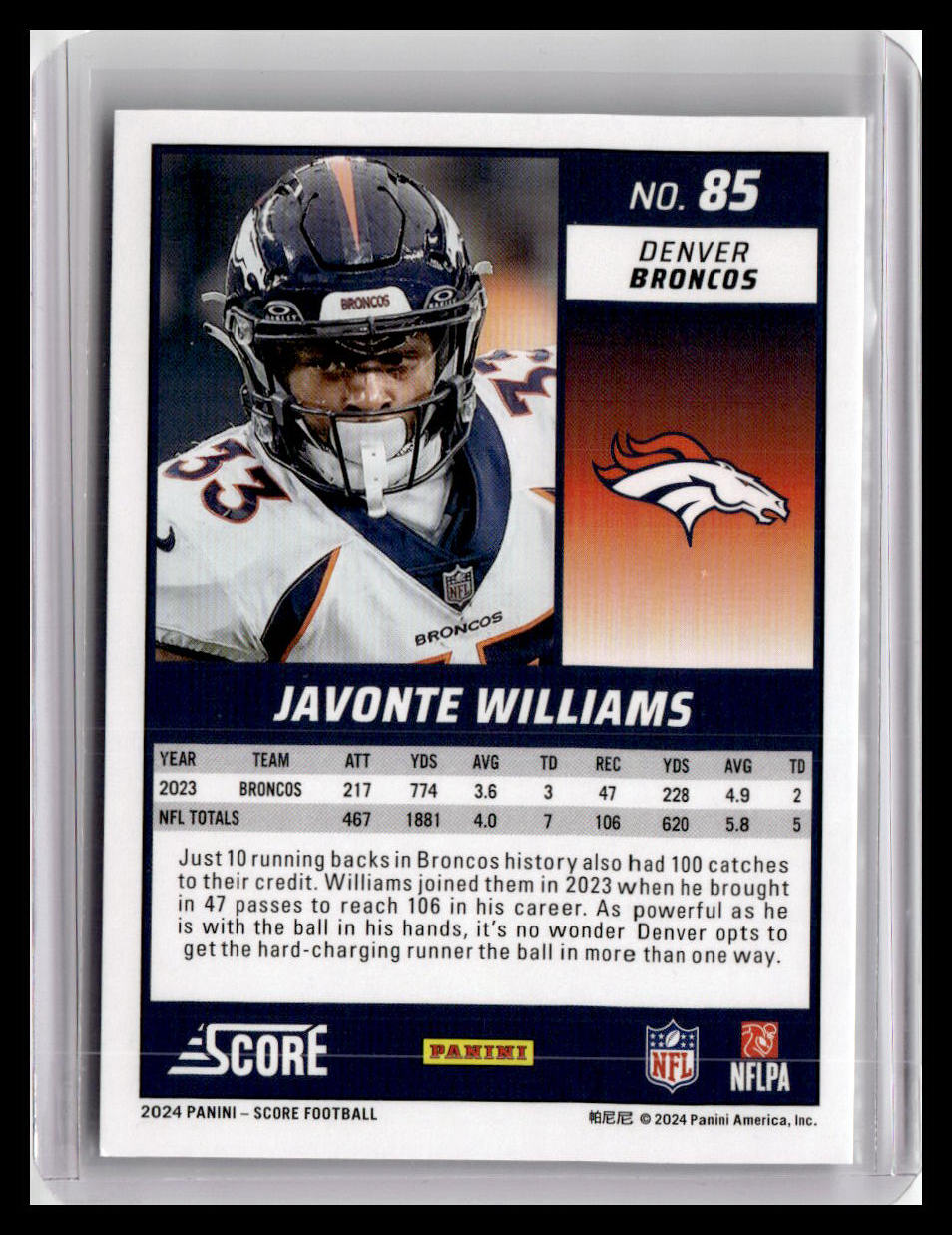 2024 Score #85 Javonte Williams