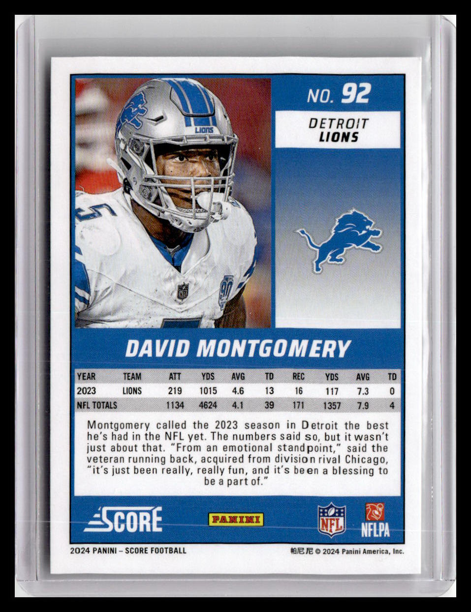 2024 Score #92 David Montgomery
