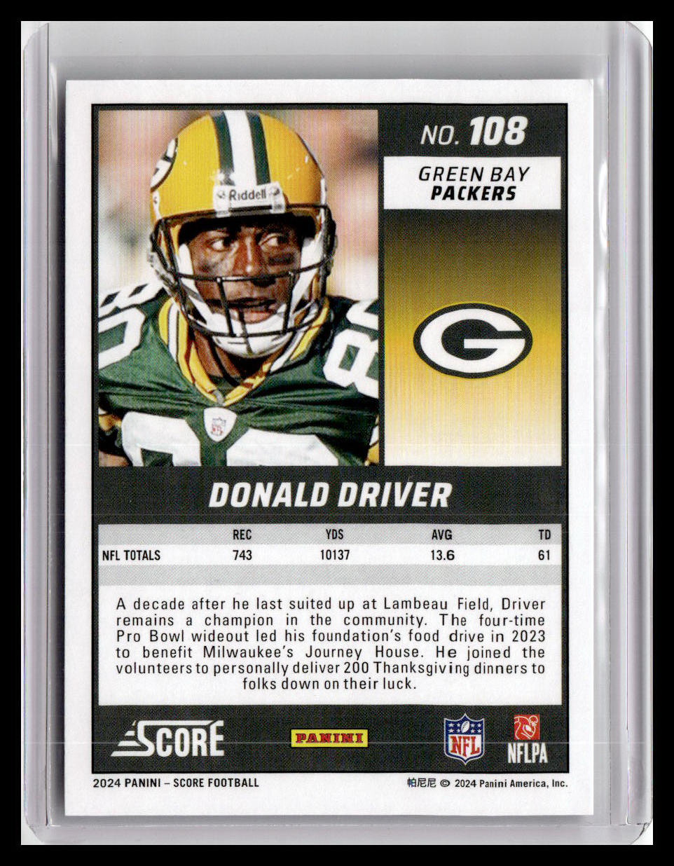 2024 Score #108 Donald Driver