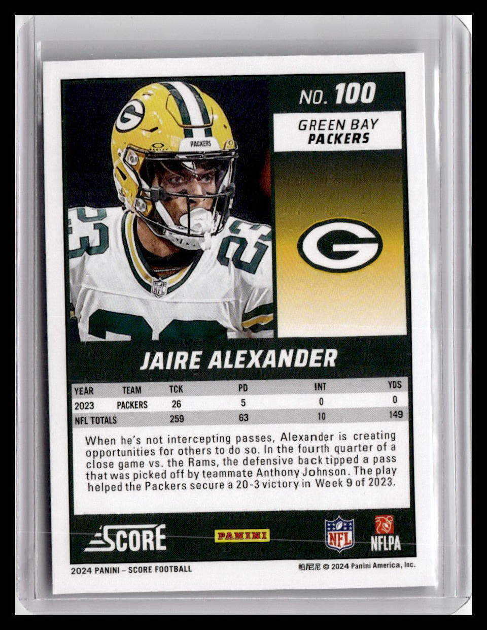 2024 Score #100 Jaire Alexander