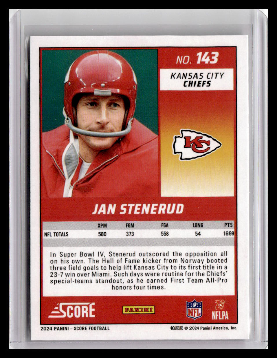 2018 Panini Classics #140 Jan Stenerud