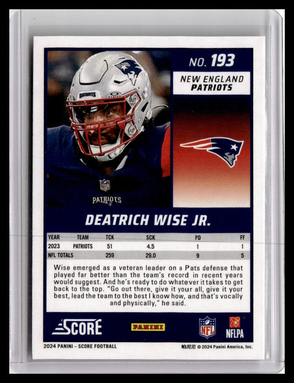2024 Score #193 Deatrich Wise Jr.