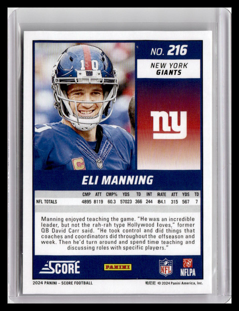 2024 Score #216 Eli Manning