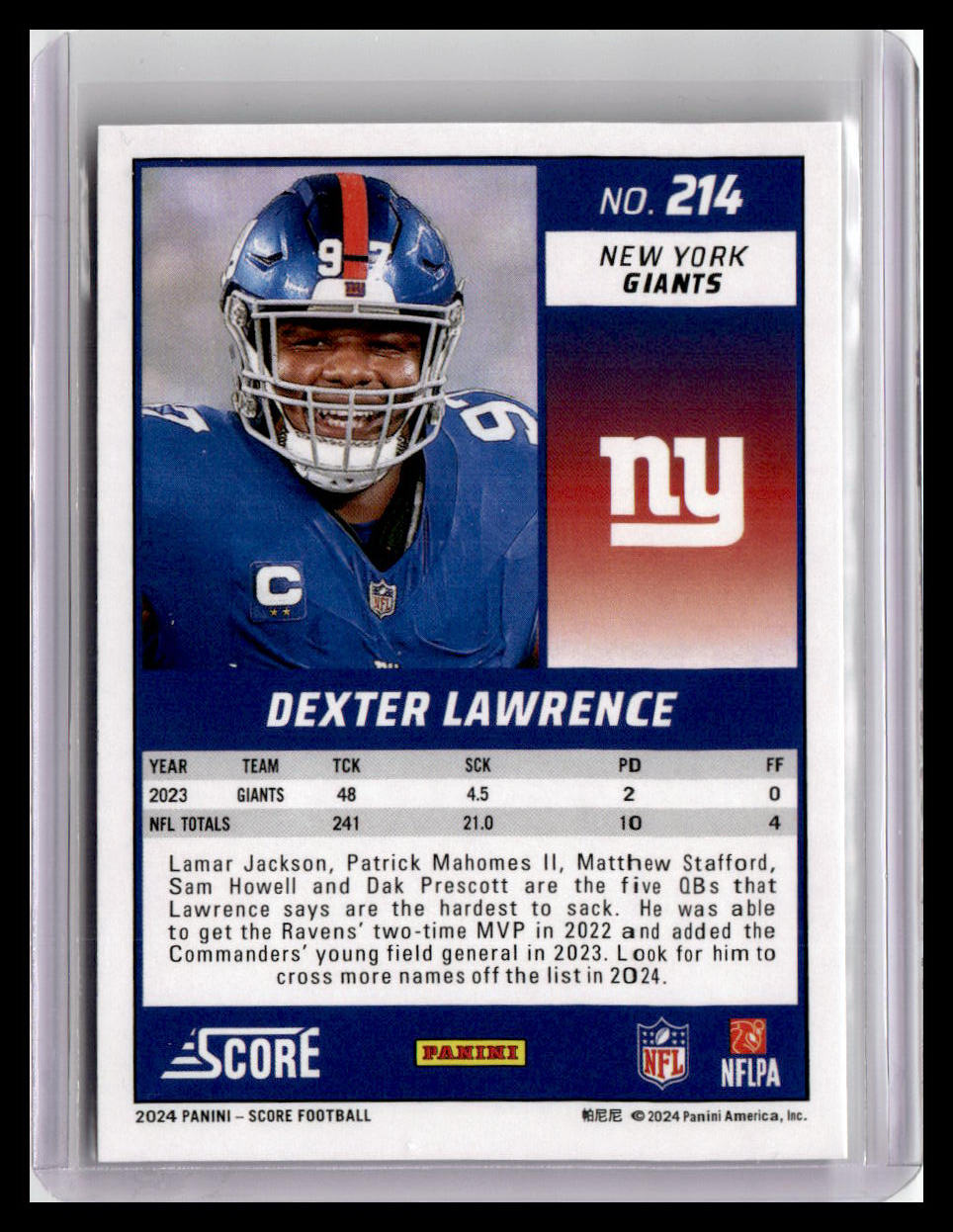 2024 Score #214 Dexter Lawrence