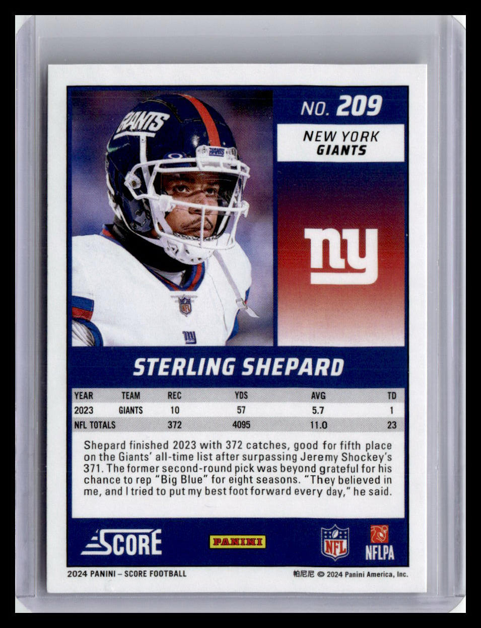 2024 Score #209 Sterling Shepard