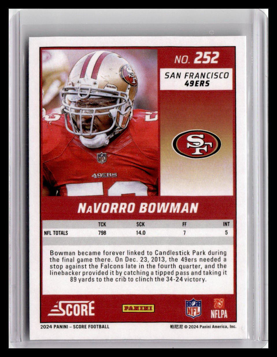 2024 Score #252 Navorro Bowman